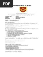 Mine Management Course Outline