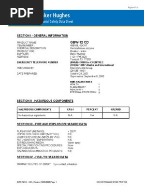 Msds 2kb Baker Hughes Pdf Dangerous Goods Workplace