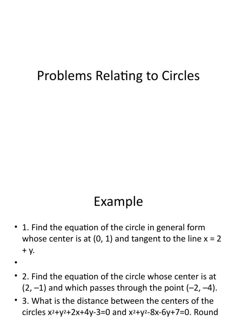 Problems Relating To Circles | PDF