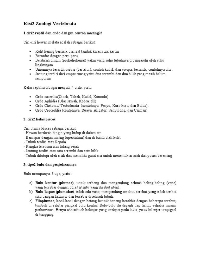 Kisi2 Zoologi Vertebrata