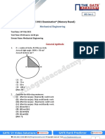 GATE 2021 Examination (Memory Based) : Mechanical Engineering