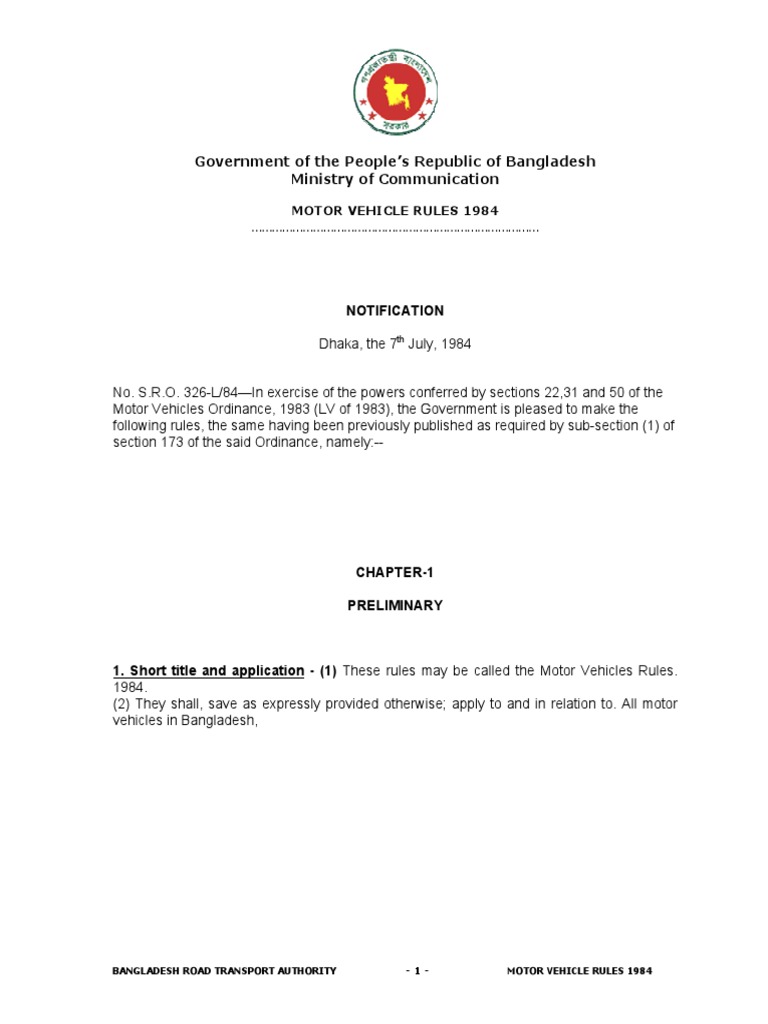 Motor Vehicle Rules 1984 PDF Driver's License Vehicles