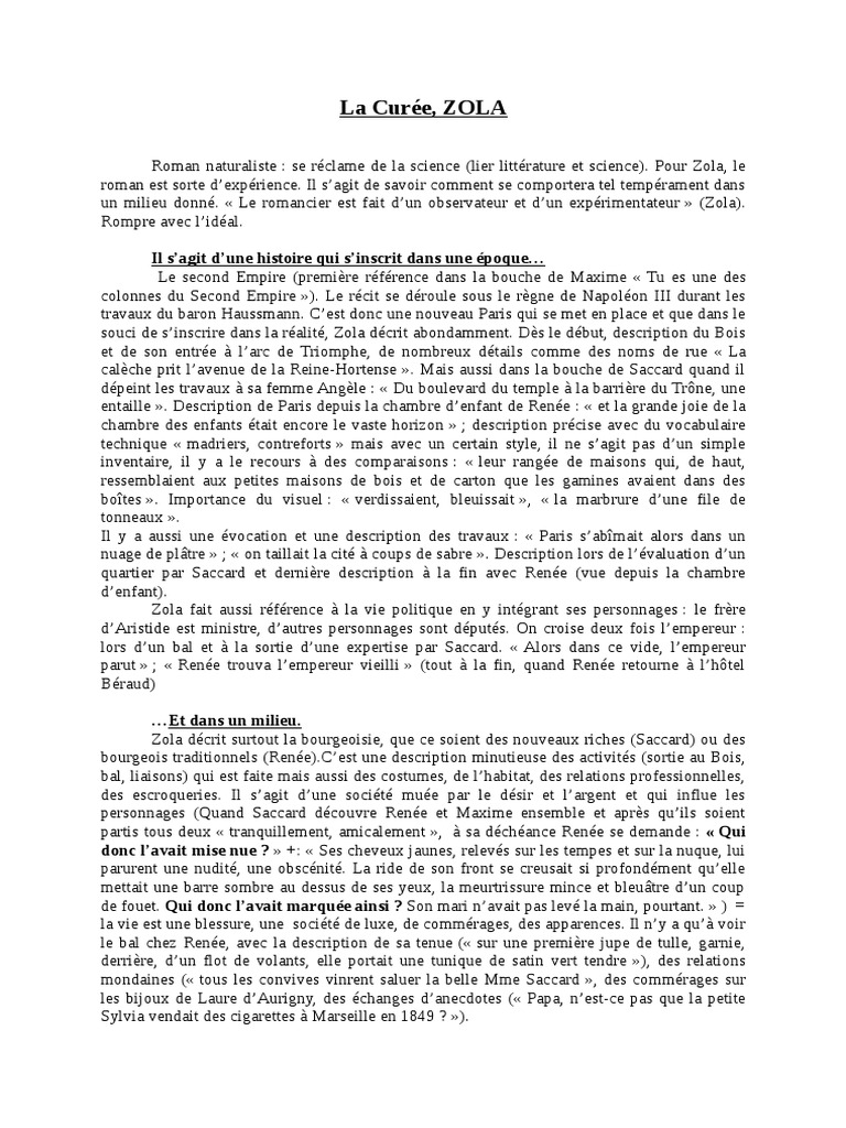 Résumé de La Curée de Zola | PDF