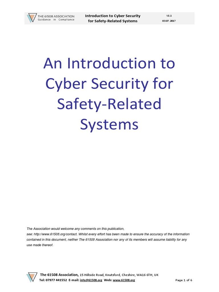 Cybersecurity for Safety Systems | PDF | Information Security ...