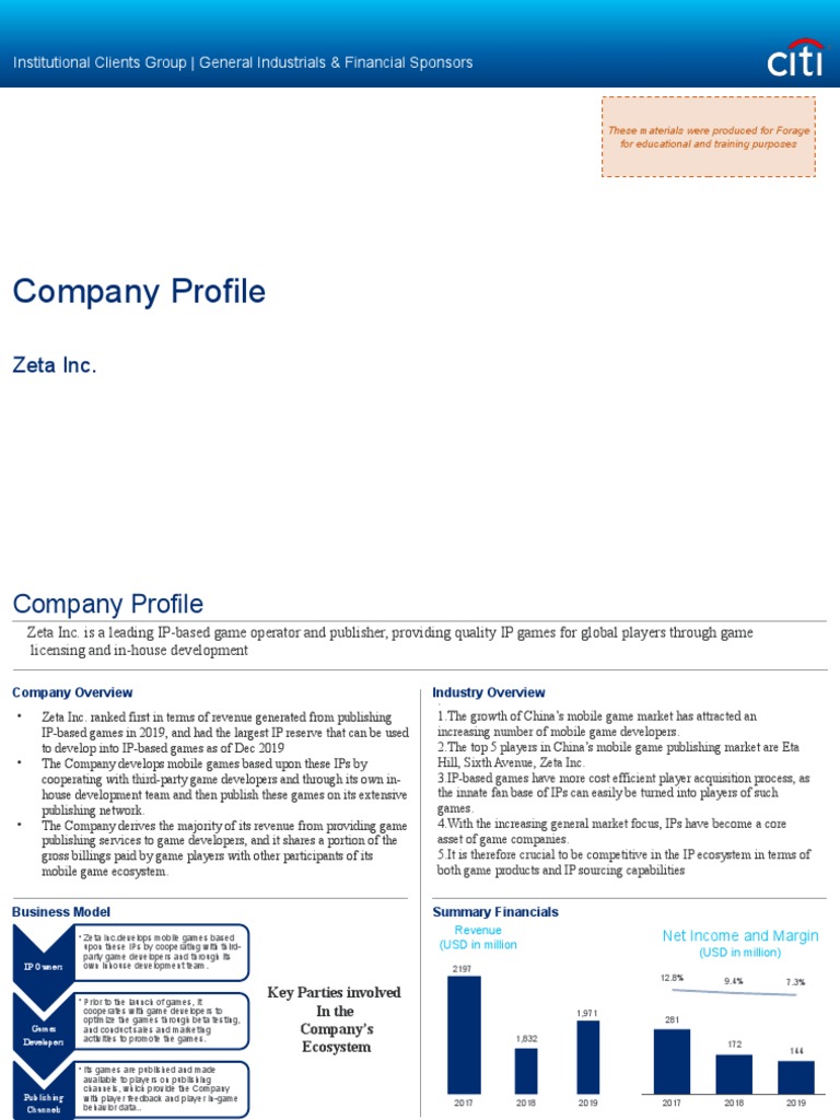Task1 Profile Exercise Template v2 | PDF | Mobile Game | Revenue