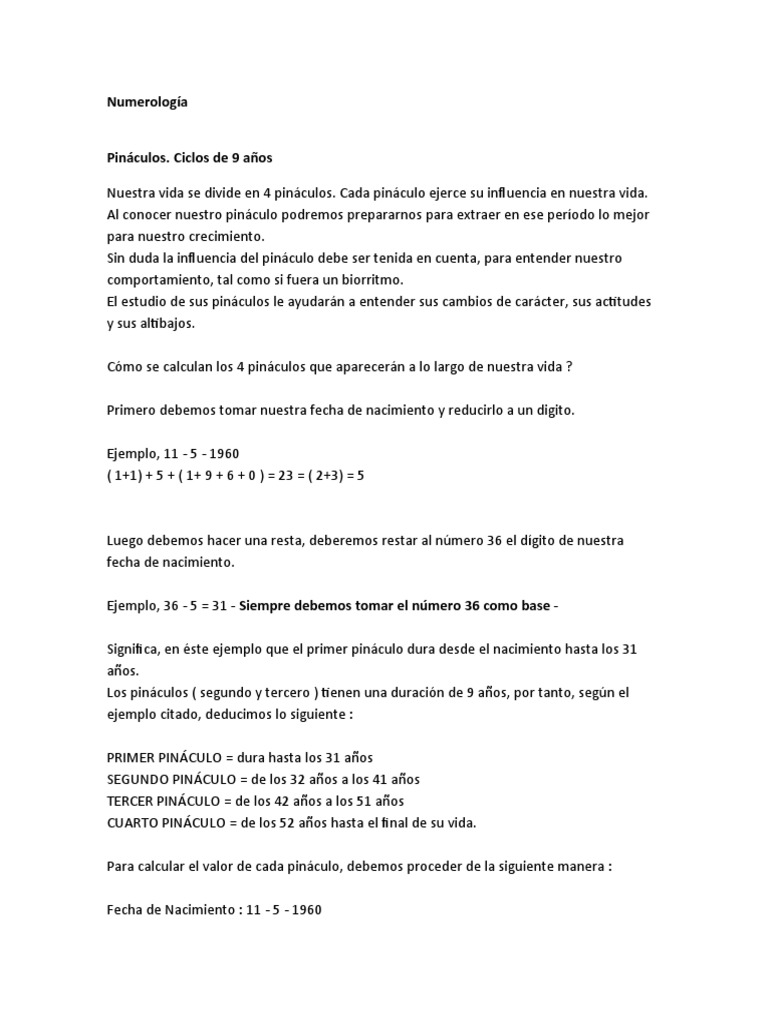 Pináculos en Numerología: Guía Práctica | PDF