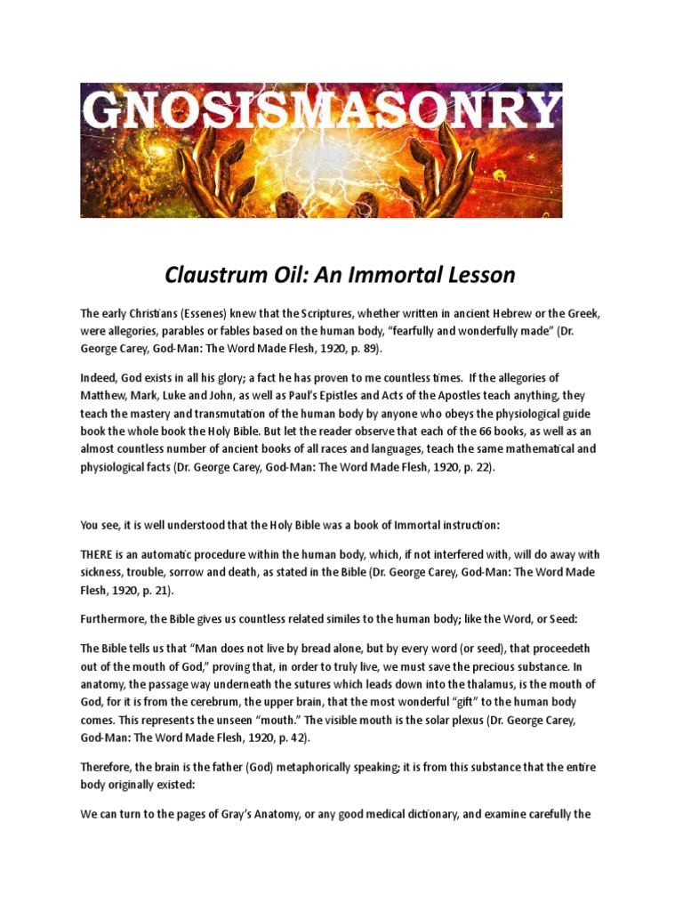 Claustrum Oil: The Seed of Immortality | PDF | Religion & Spirituality