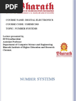 Course Name: Digital Electronics Course Code: U18Esec303 Topic: Number Systems