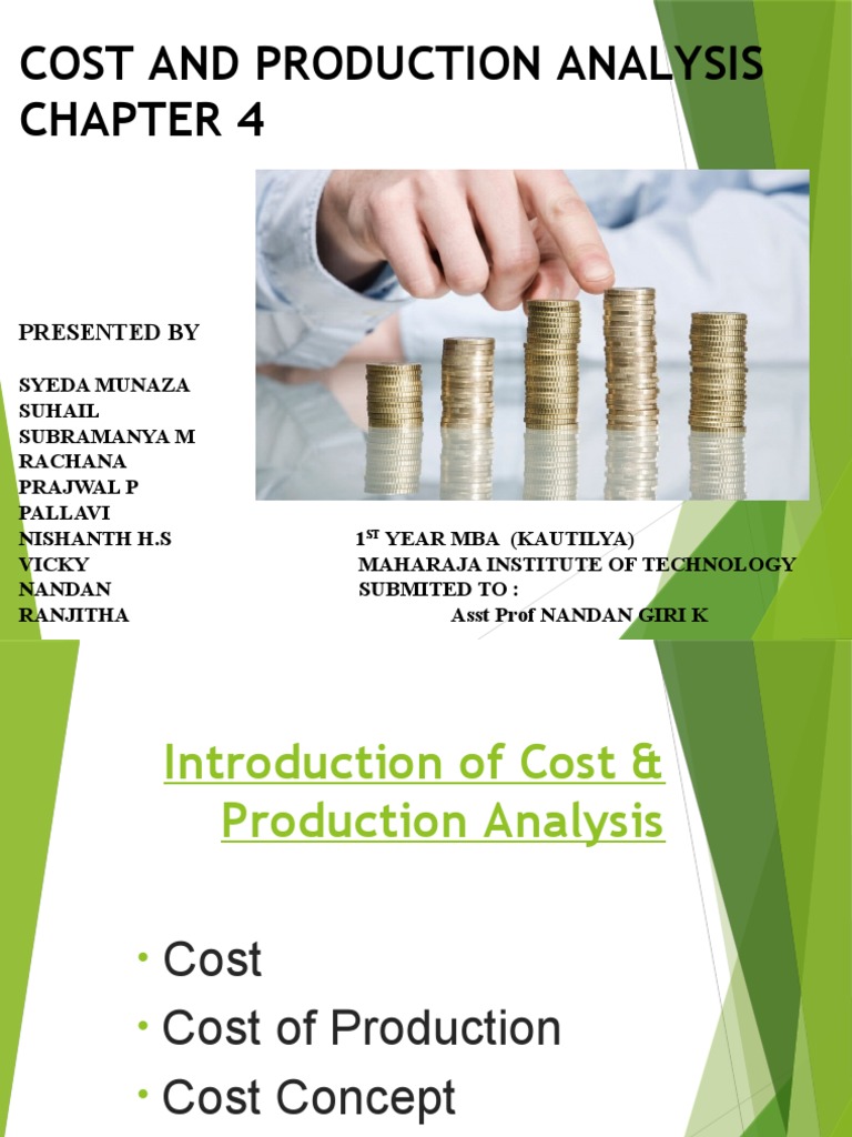 Cost and Production Analysis Presented by PDF Marginal Cost Long