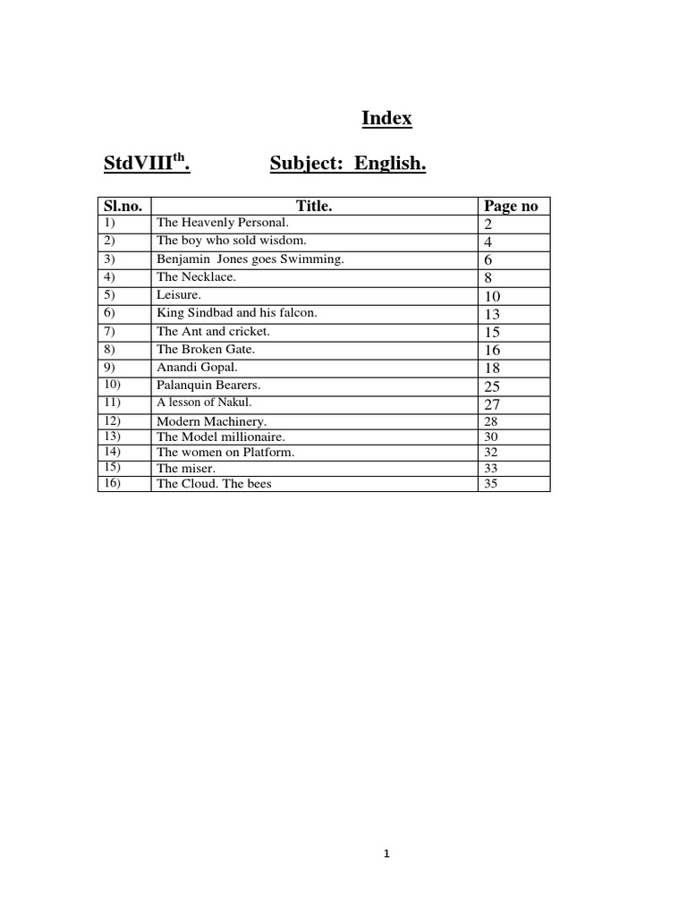 Class 8 English Notes Overview | PDF