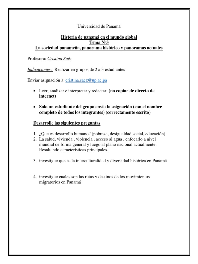 Panorama histórico y actual de la sociedad panameña: Desarrollo humano ...