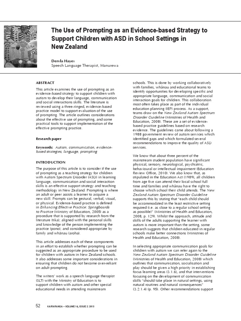 The Use of Prompting | PDF | Autism | Autism Spectrum