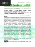 Ecologia Na America Latina, Repropriação Social Da Natureza e Reinvenção Dos Territorios