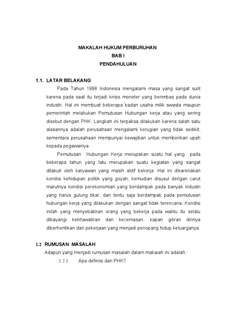 Makalah Hukum Perburuhan