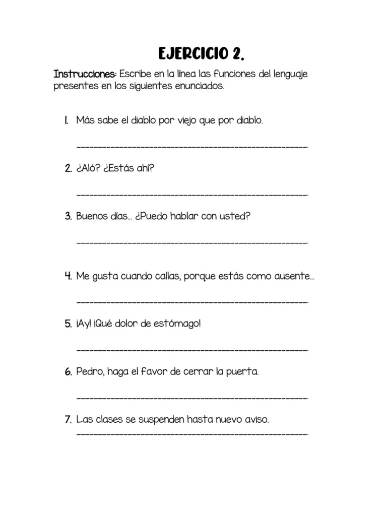 Ejercicio 2 - Funciones Del Lenguaje | PDF | Artes del Lenguaje y ...