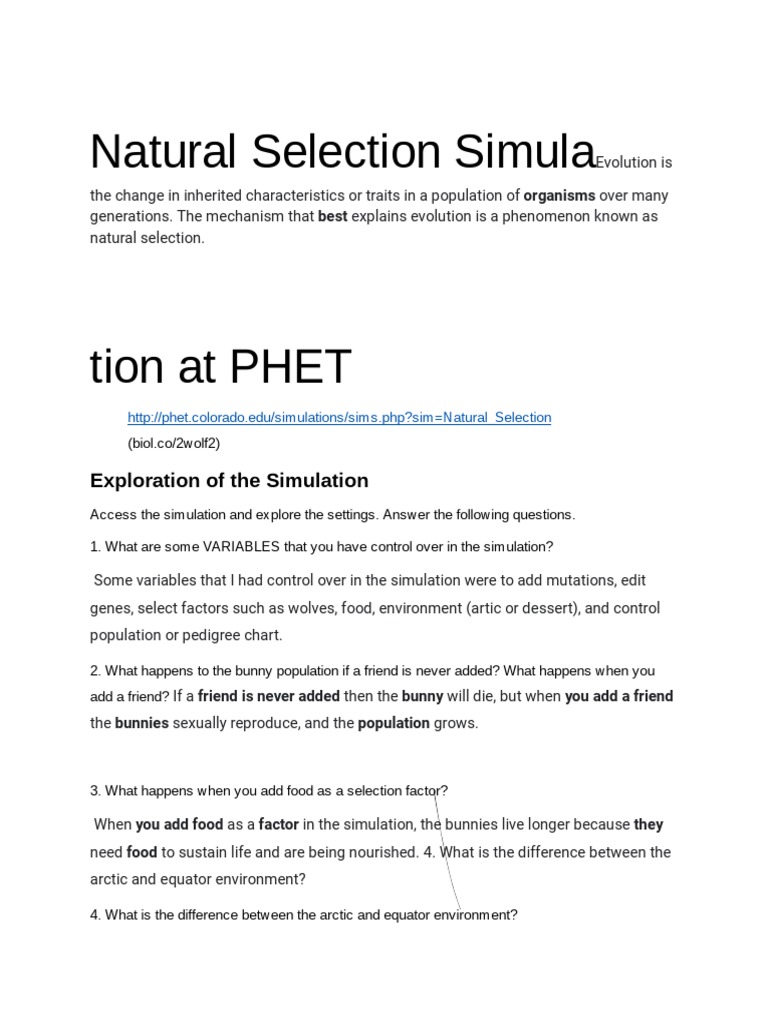 Natural Selection Simulation Insights | PDF | Natural Selection | Evolution