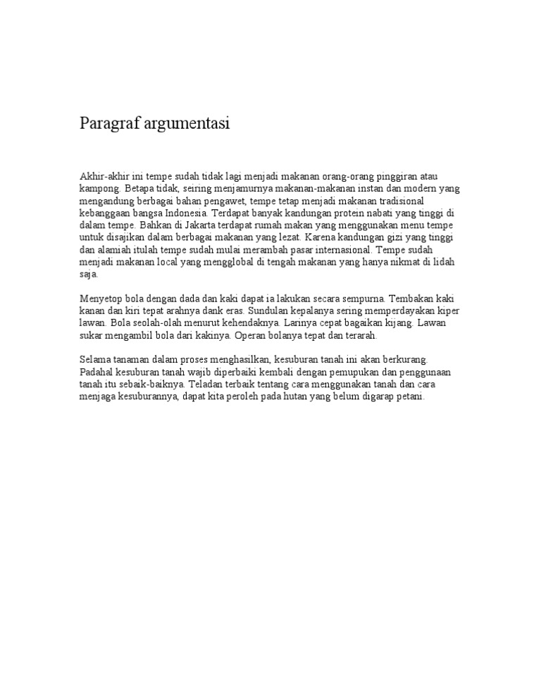 Argumentasi Tempe sebagai Pangan Lokal | PDF
