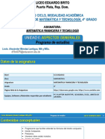 Matemática Financiera y Tecnología-4°-Unidad 0-3. Programa de Estudios