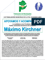 Respaldo A La Candidatura de Máximo Kirchner Al PJ