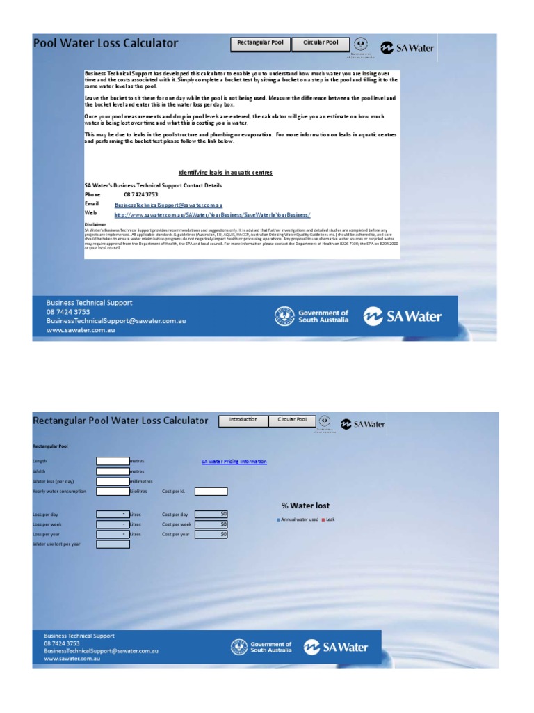 Pool Water Loss Calculator Rectangular Pool Rectangular Pool Circular