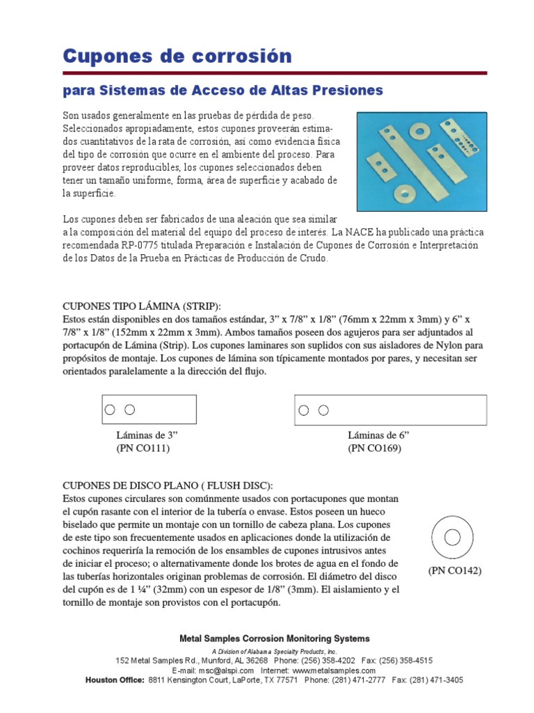 8 Coupons (High Pressure) Spanish PDF Tornillo Rieles