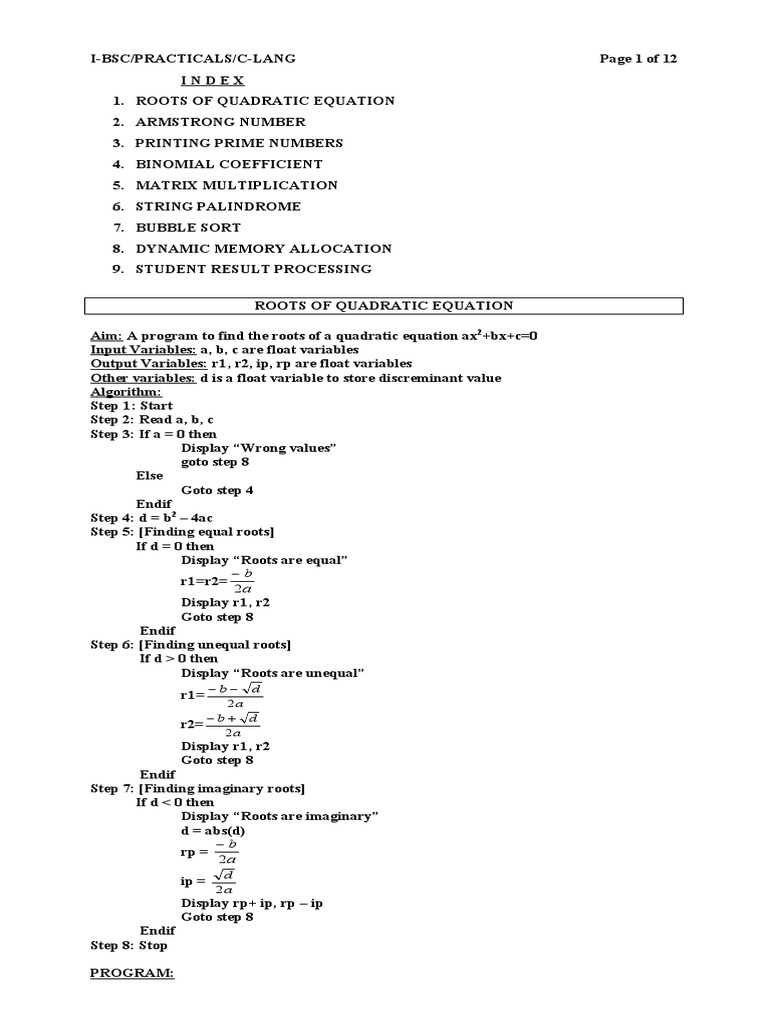 Algorithms | PDF | Quadratic Equation | Applied Mathematics