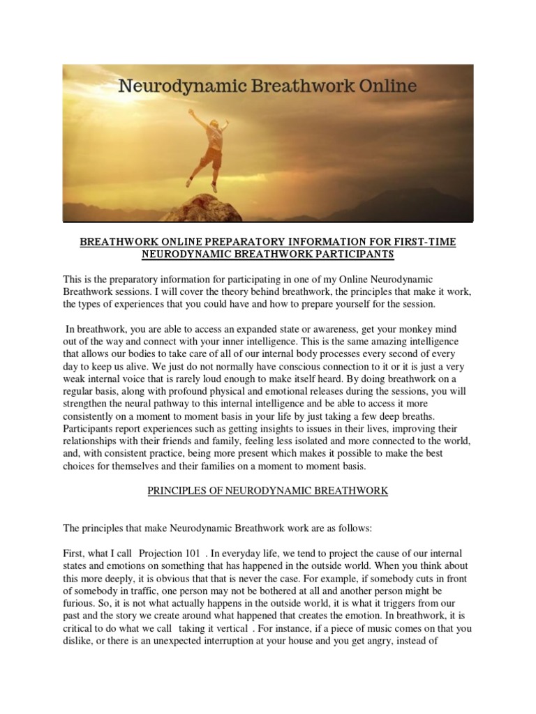 Breathwork Online Preparatory Information 1 | PDF | Breathing | Mind
