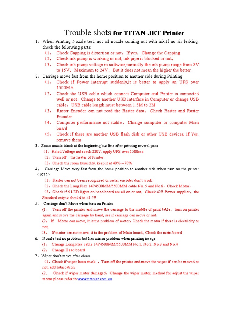 TITANJET Service Manual | PDF | Usb | Printer (Computing)