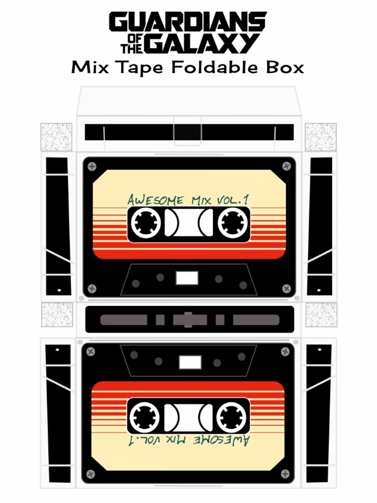 Guardians of The Galaxy Cassette Template | PDF for Free Printable Cassette Tape Box