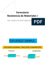 Formulario de Resistencia de Materiales I sobre Esfuerzo Simple