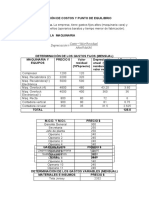 DETERMINACIÓN DE COSTOS Y PUNTO DE EQUILIBRIO