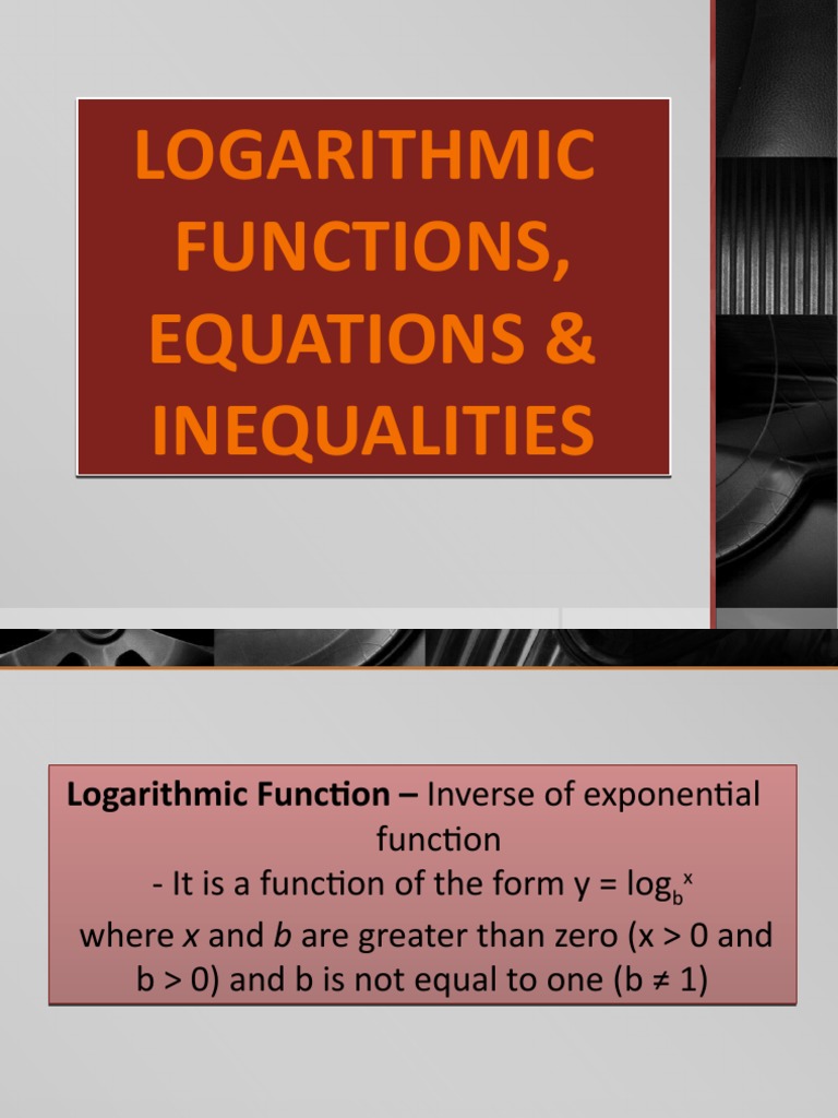 Logarithmic Functions Equations and Inequalities | PDF | Logarithm ...