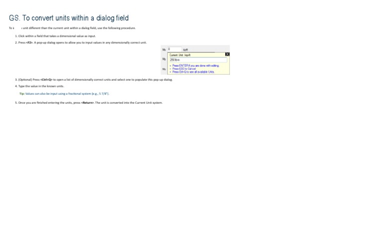 GS. To Convert Units Within A Dialog Field | PDF