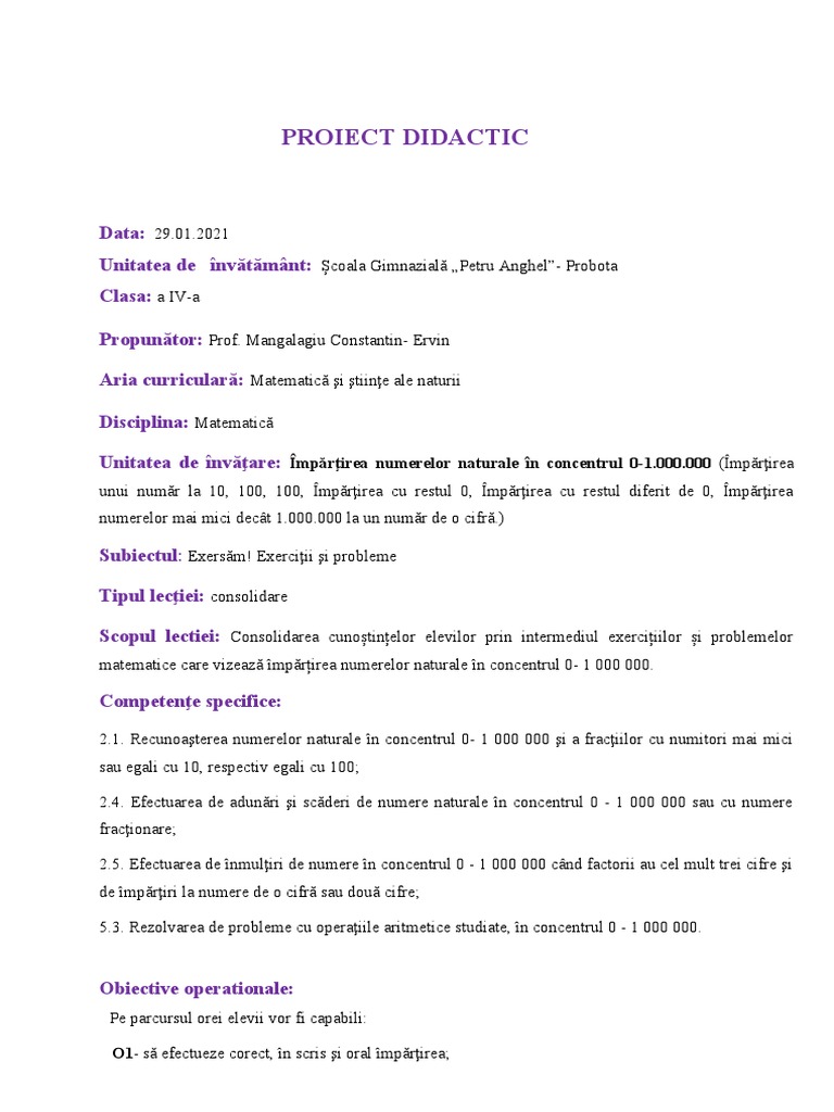 Proiect Matematică 29.01.2021 2 | PDF