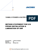 Yanbu Ii Power & Water Project: Method Statement For U/G Piping Installation & Lamination of GRP