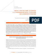 Revision de Literatura Sobre Las Barreras A La Transformacion Digital y Su Relación Con El Rendimiento Financiero 2020