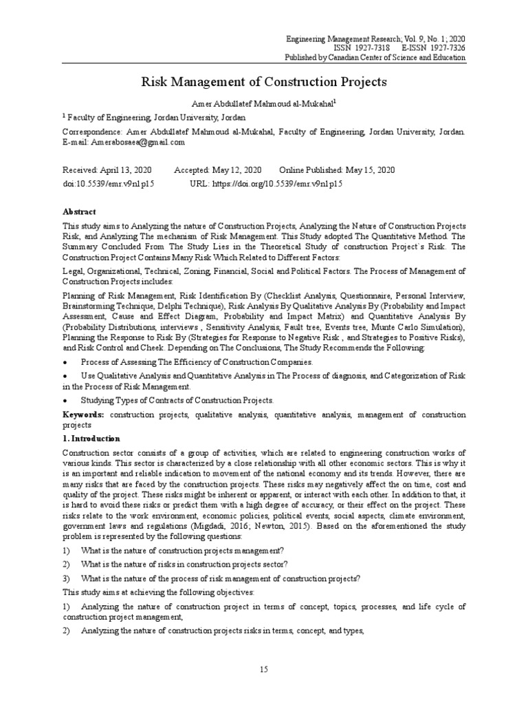 Risk Management of Construction Projects | PDF | Risk | Risk Management