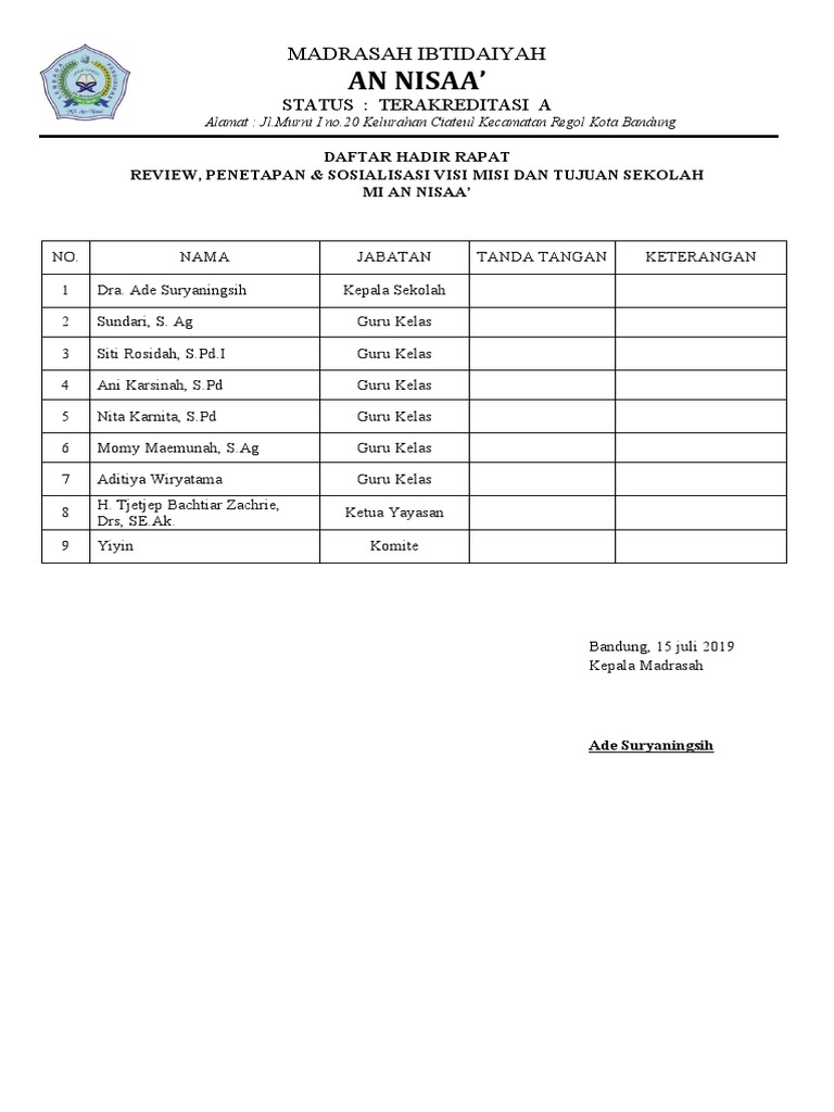 Daftar Hadir Rapat | PDF