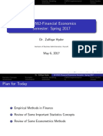 ECO562-Financial Economics Semester: Spring 2017: Dr. Zulfiqar Hyder