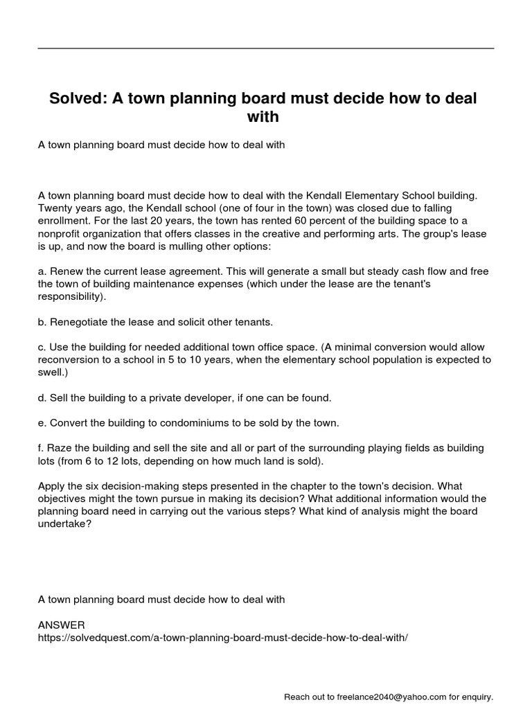 A Town Planning Board Must Decide How To Deal With PDF Lease Real