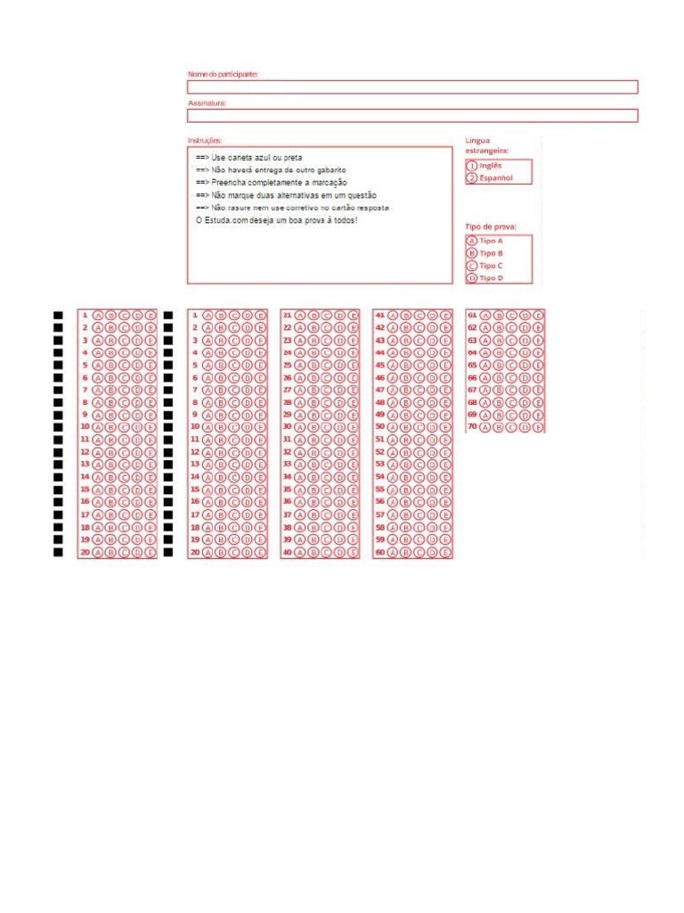 Cartão Resposta Word | PDF