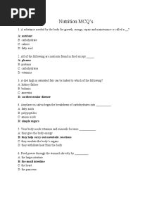 Nutrition MCQ's