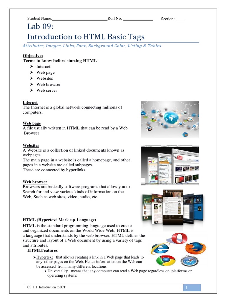 Lab 09: Introduction To HTML Basic Tags: Attributes, Images, Links ...