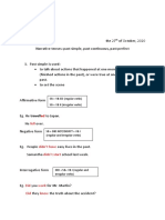 Lesson - Narrative Tenses - The 27th of October, 2020