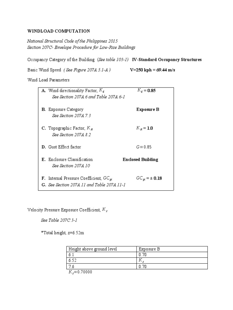 Wind Load Calculation for Low-Rise Buildings | PDF