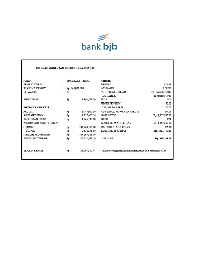 Simulasi Angsuran Kredit Guna Bhakti PDF