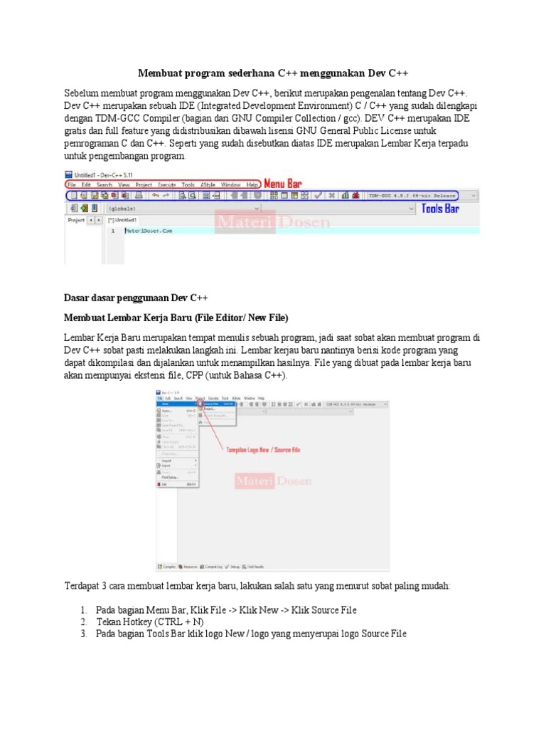Panduan Membuat Program C++ di Dev C++ | PDF | Karier & Perkembangan
