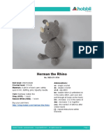 Herman The Rhino: Skill Level: Crochet Hook: Materials: Abbreviations: SC DC SL ST Bo