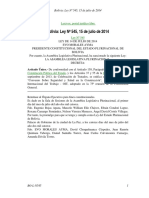 Bolivia: Ley #545, 15 de Julio de 2014: Lexivox, Portal Jurídico Libre