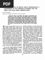 THE Communication of Mental Health Information: A Comparison Opinions of Experts and Public With Mass Media Presentations'